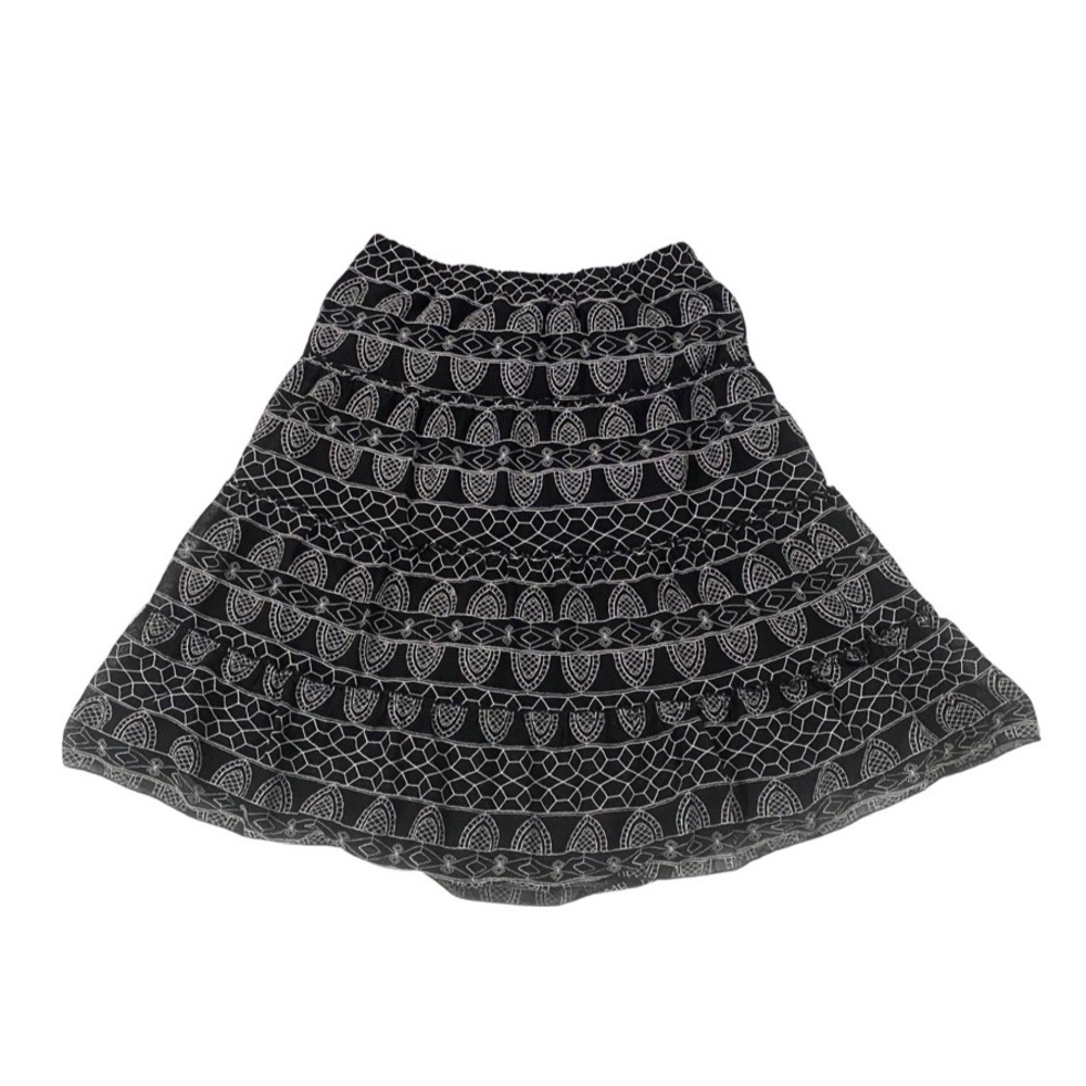 Vintage Alfani midi skirt black with white stitch pattern